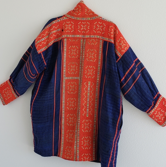 True Boho Vintage South East Asia Hill Tribe Hand Crafted Coat Jacket Reversible - Picture 1 of 4